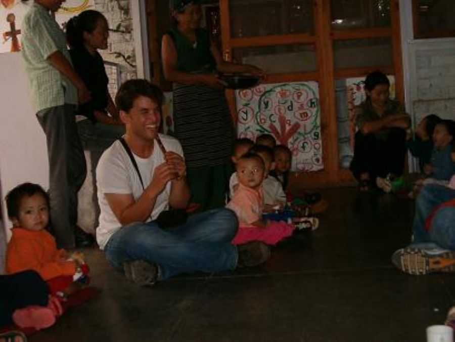 Playing with the kindergarden kids